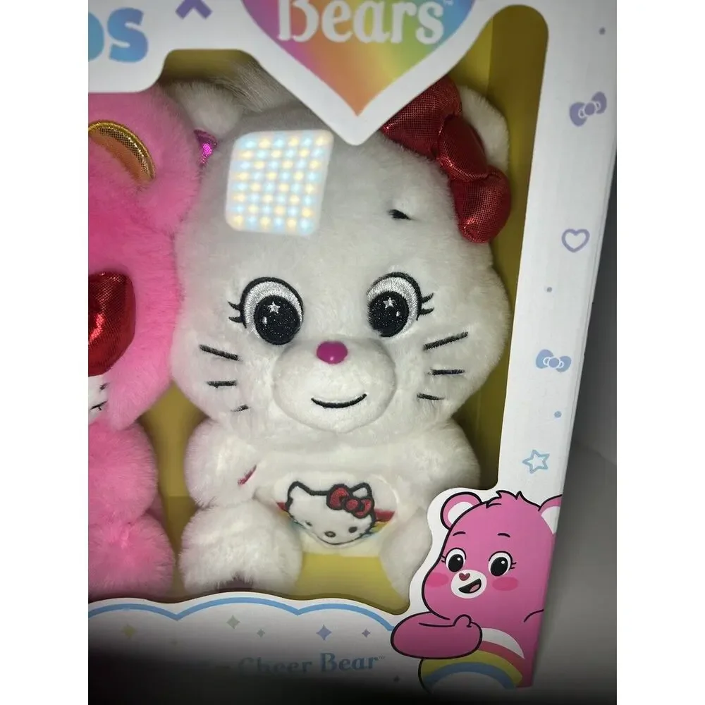 Hello Kitty Loves Cheer Bear 10" Collectible Care Bears Plush 2-Pack - Soft - Picture 3 of 6